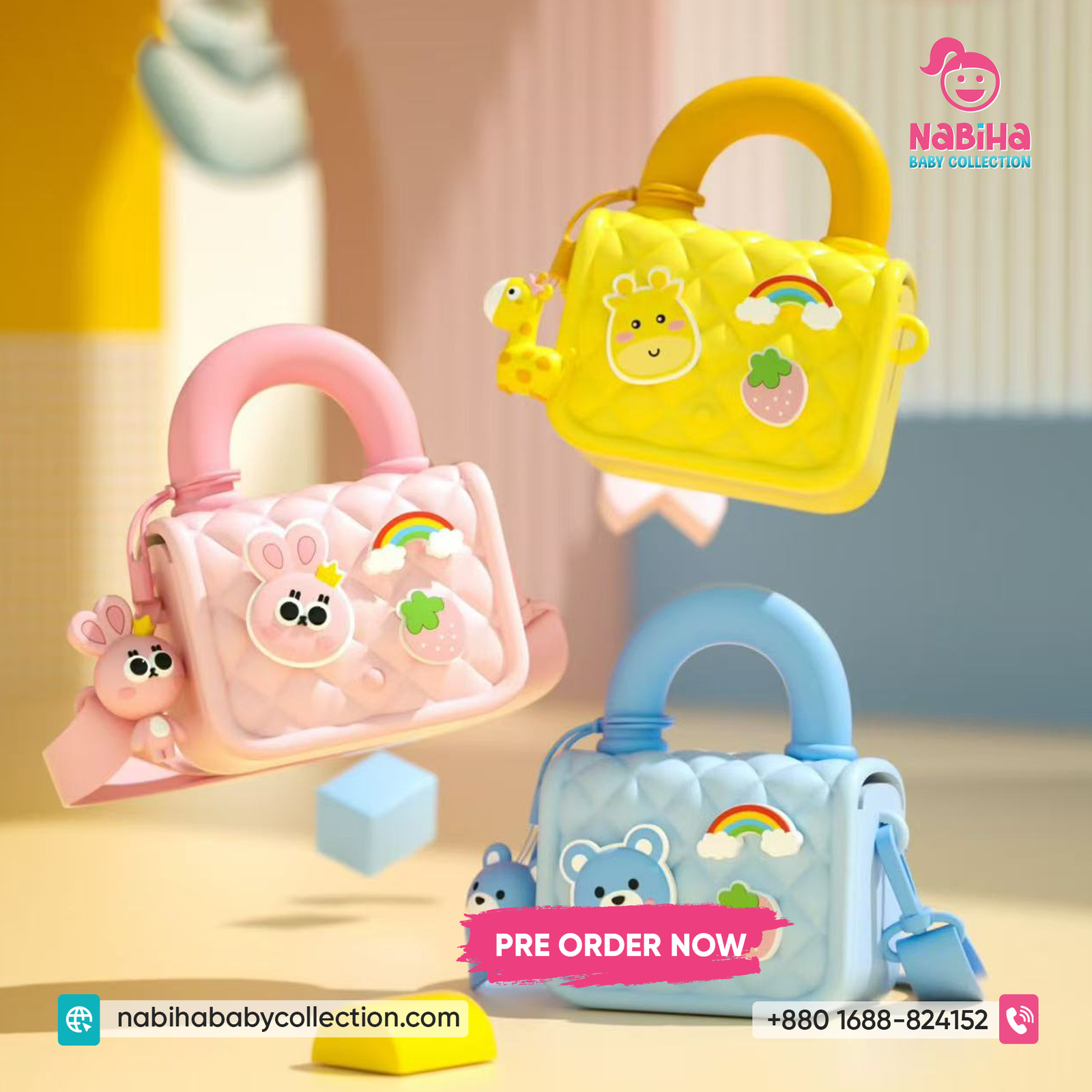 Cute Quilted Kids Handbag – Mini Cartoon Shoulder Bag for Girls