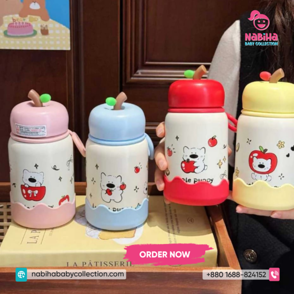 Apple Shape Kids Insulated Water Bottle with Straw