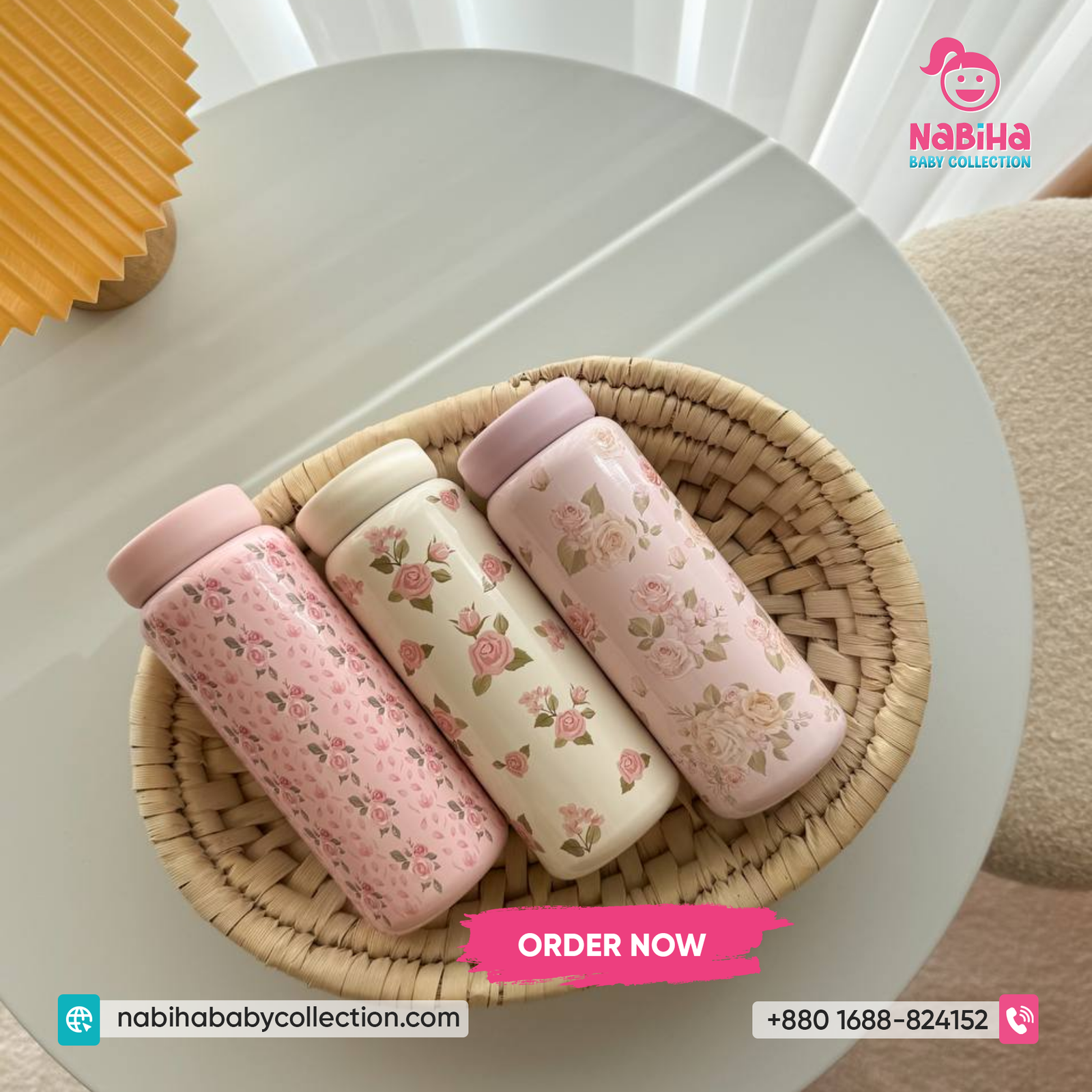 Floral Printed Insulated Water Bottle