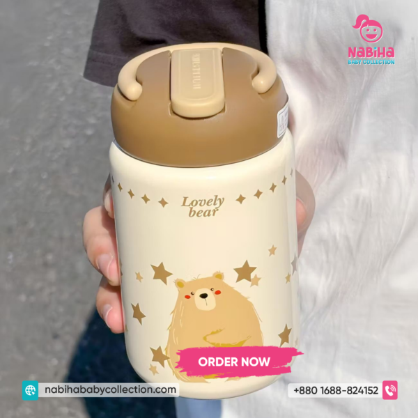 Cute Cat Kids Insulated Straw Water Bottle