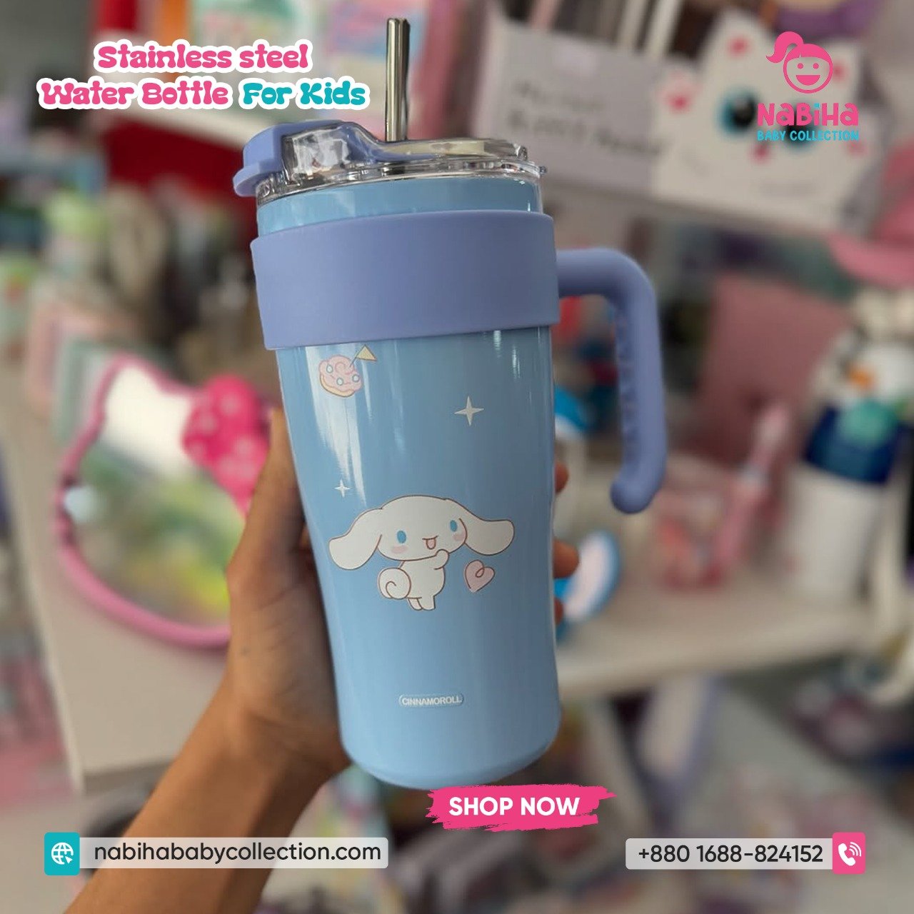 Sanrio Character Kids Stainless Steel Straw Bottle