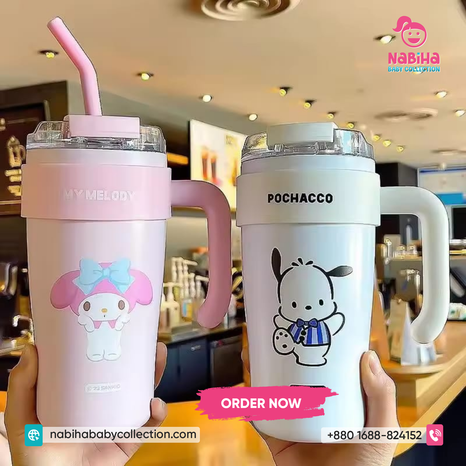 Sanrio Character Kids Stainless Steel Straw Bottle