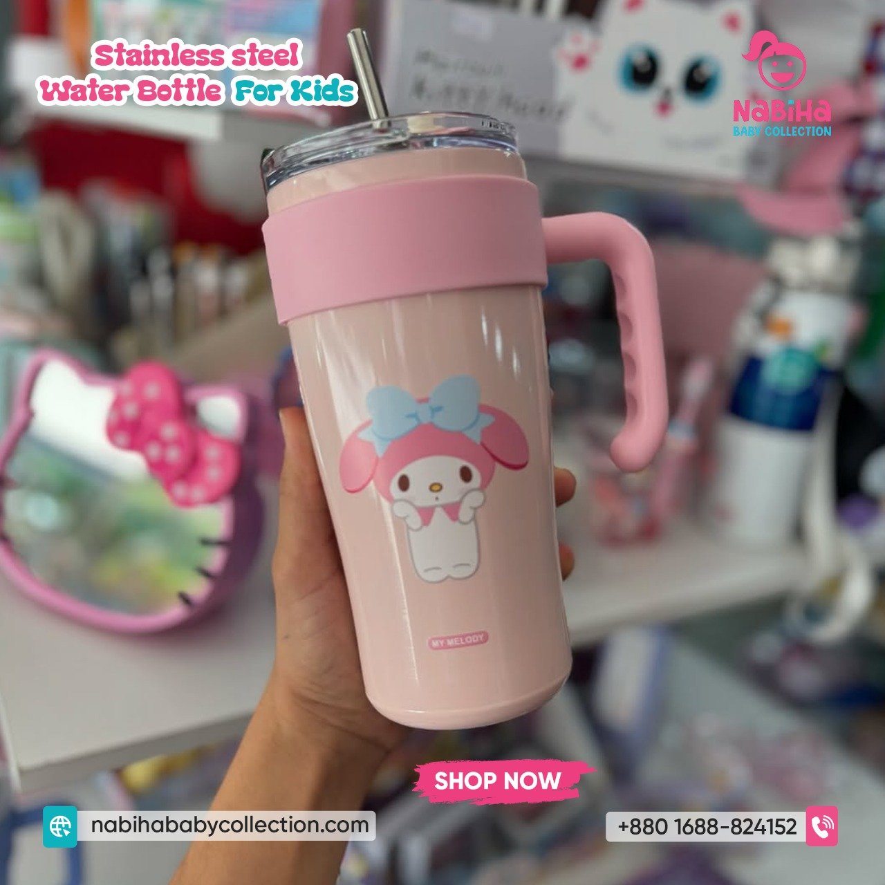 Sanrio Character Kids Stainless Steel Straw Bottle