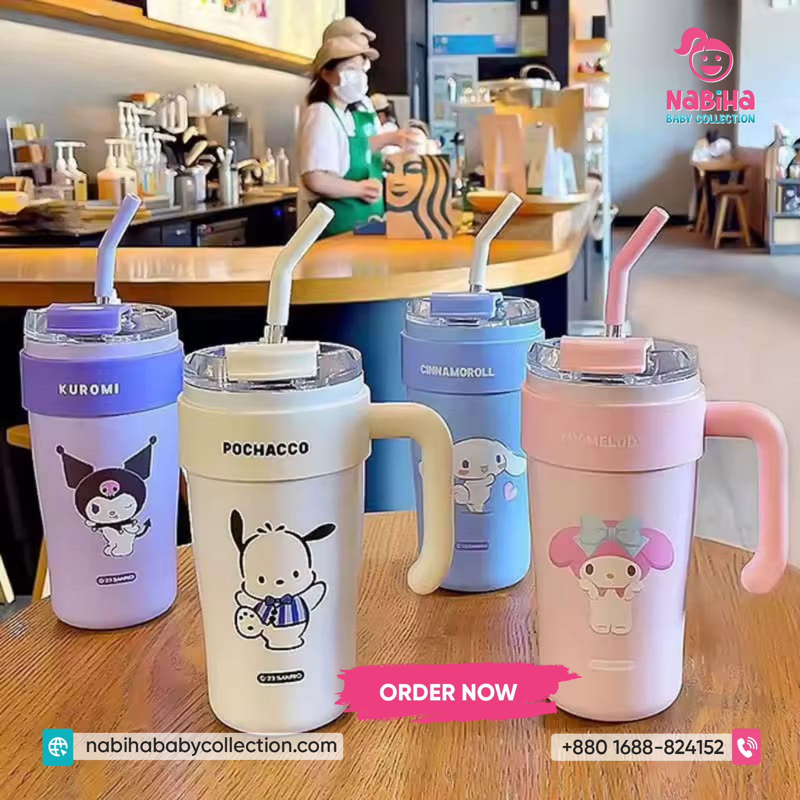 Sanrio Character Kids Stainless Steel Straw Bottle