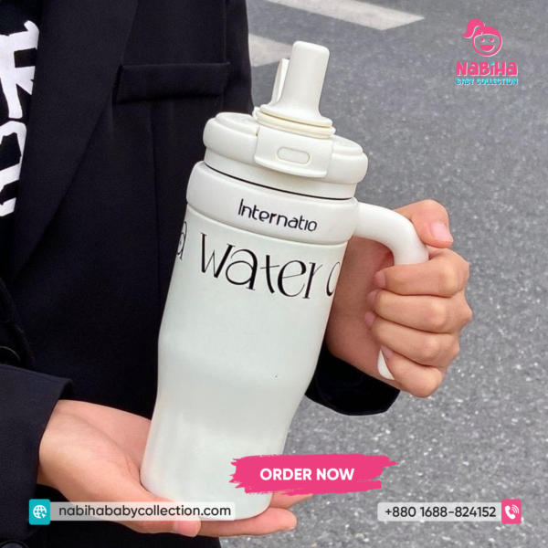 Internatio Water Cup – 550ml Insulated Stainless Steel Tumbler with Handle & Straw