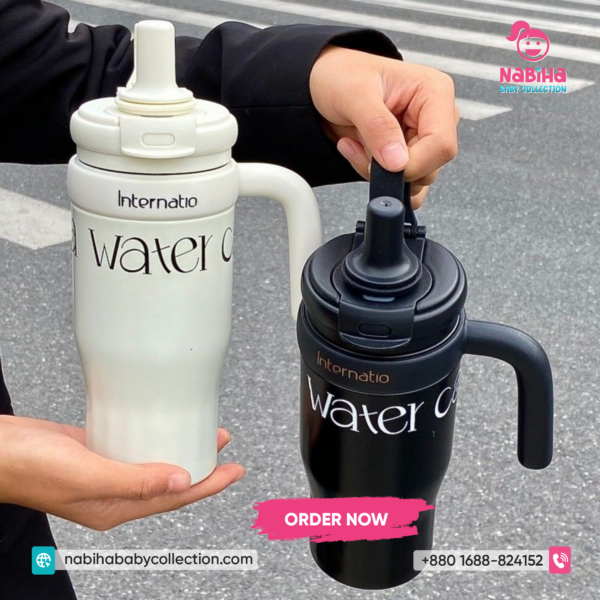 Internatio Water Cup – 550ml Insulated Stainless Steel Tumbler with Handle & Straw