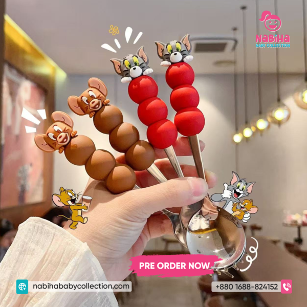 Tom and Jerry Cartoon Kids Spoon Set – Cute Stainless Steel Dessert Spoon