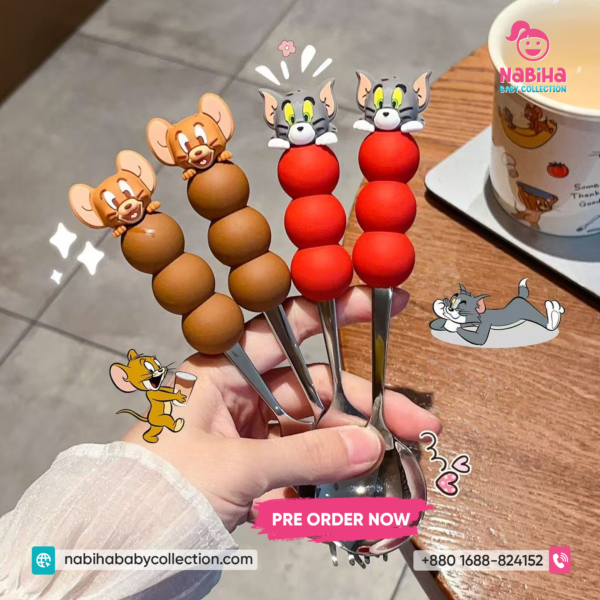 Tom and Jerry Cartoon Kids Spoon Set – Cute Stainless Steel Dessert Spoon