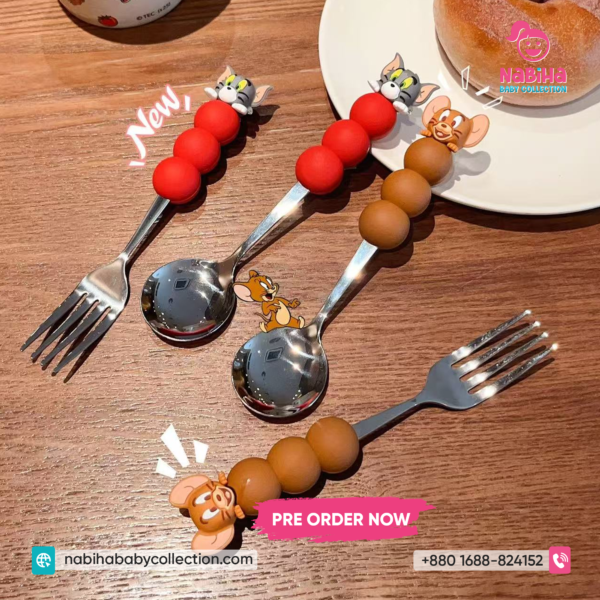 Tom and Jerry Cartoon Kids Spoon Set – Cute Stainless Steel Dessert Spoon