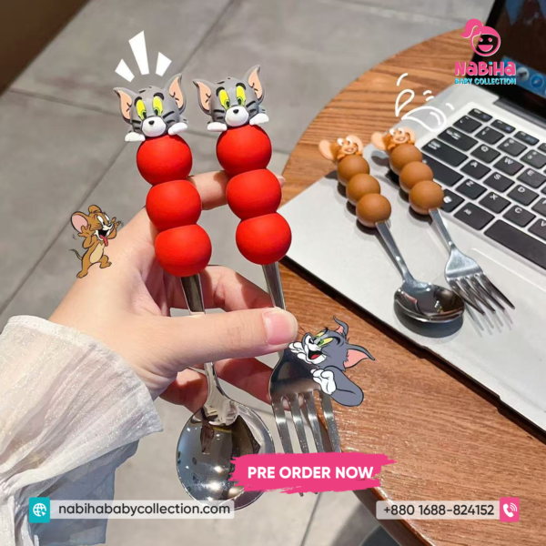 Tom and Jerry Cartoon Kids Spoon Set – Cute Stainless Steel Dessert Spoon