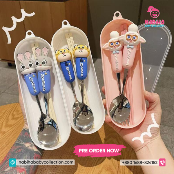 Zootopia Cartoon Kids Spoon Set – Cute Stainless Steel Feeding Spoon
