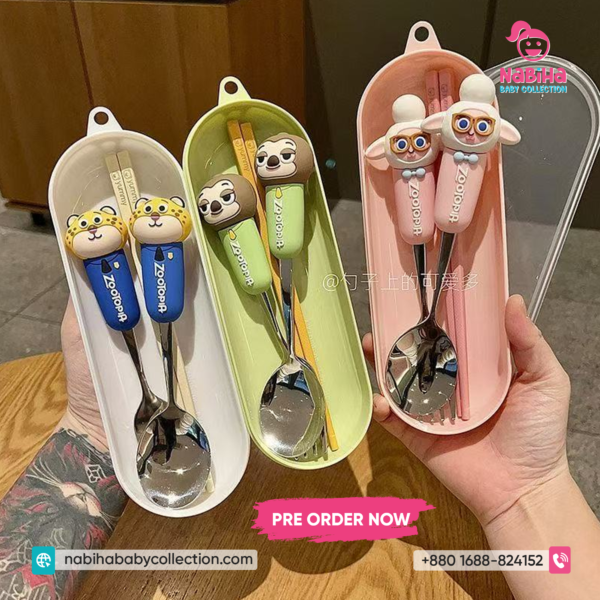 Zootopia Cartoon Kids Spoon Set – Cute Stainless Steel Feeding Spoon