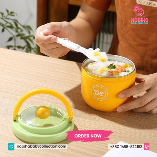 Premium Baby Food Thermos Bowl with Spoon & Handle Lid