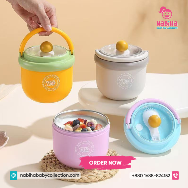 Premium Baby Food Thermos Bowl with Spoon & Handle Lid