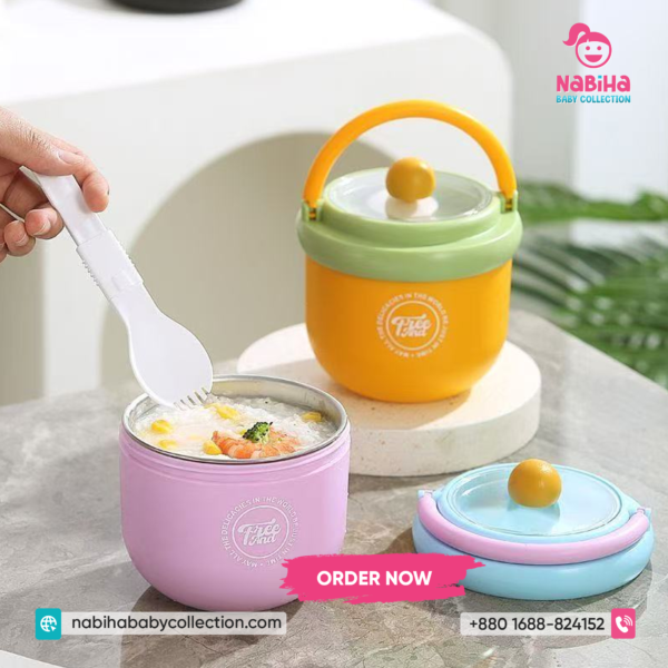 Premium Baby Food Thermos Bowl with Spoon & Handle Lid