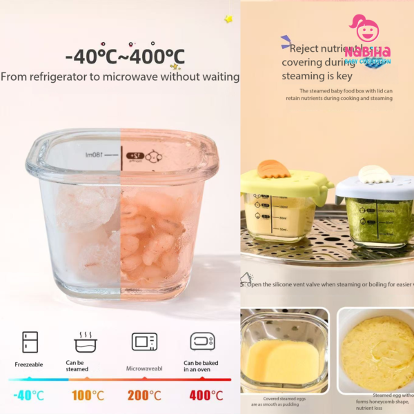 Premium Baby Glass Food Storage Bowl with Silicone Lid