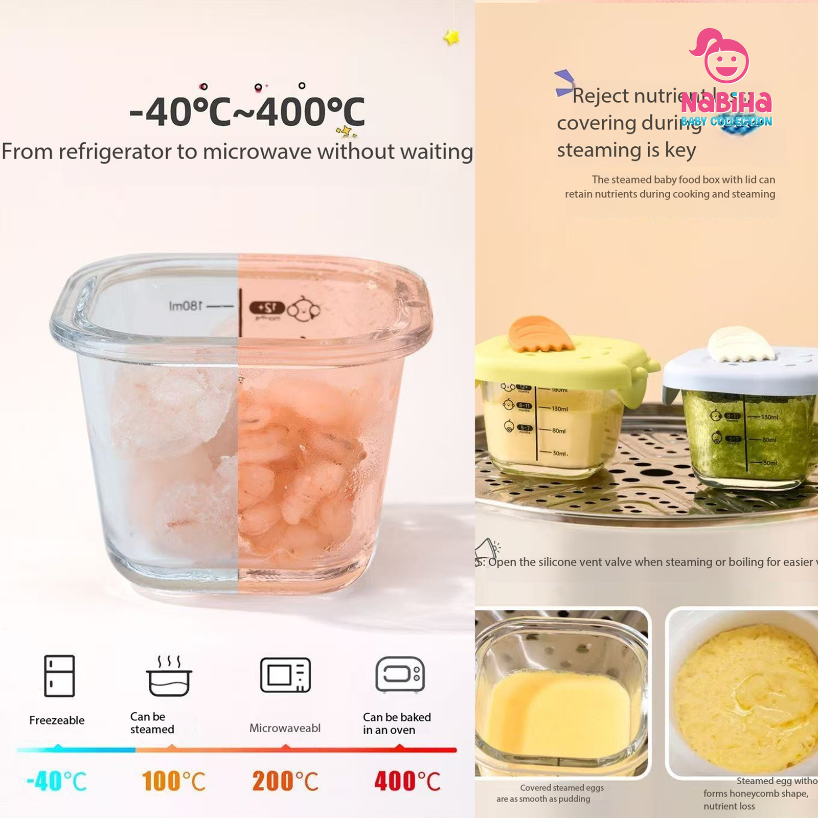 Premium Baby Glass Food Storage Bowl with Silicone Lid