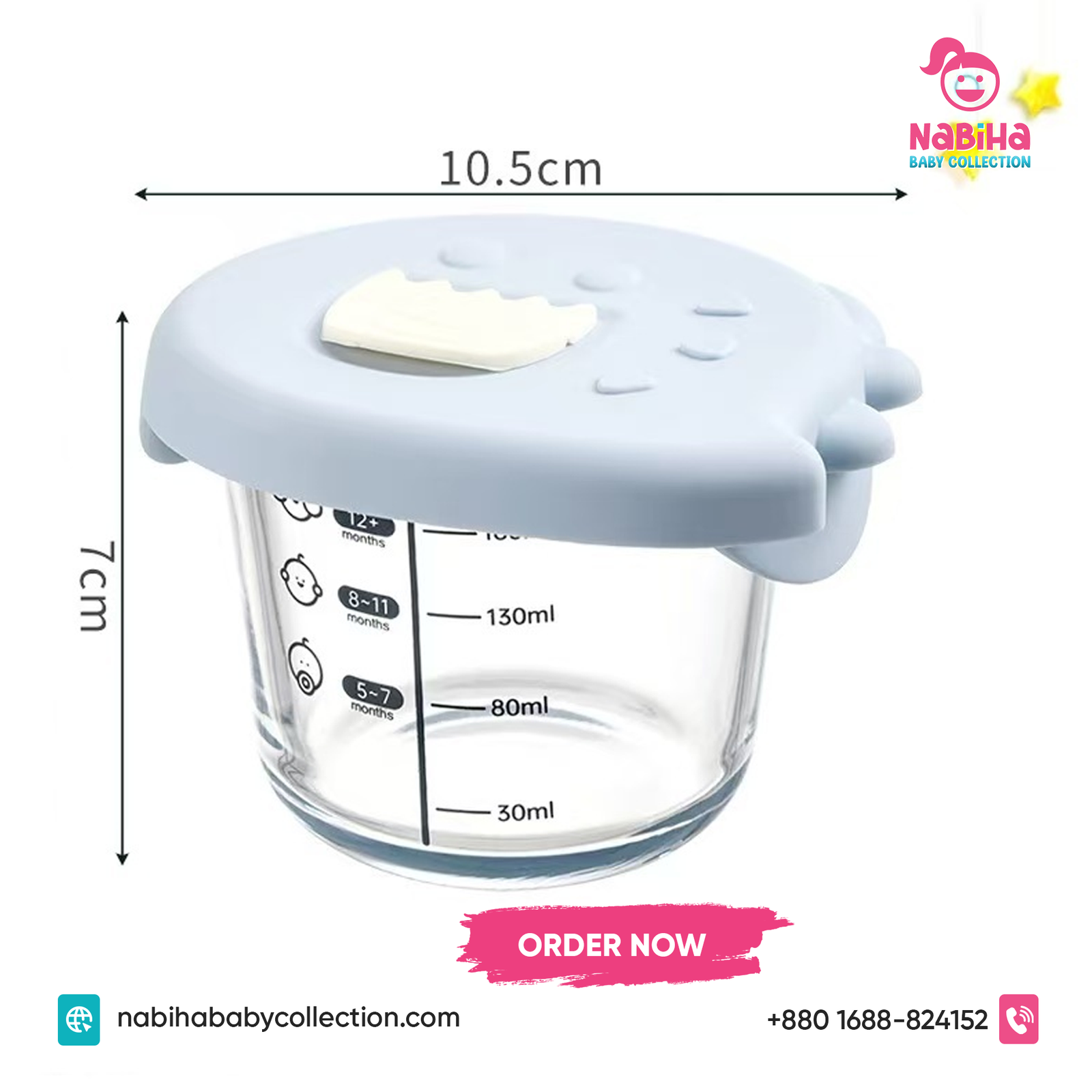 Premium Baby Glass Food Storage Bowl with Silicone Lid