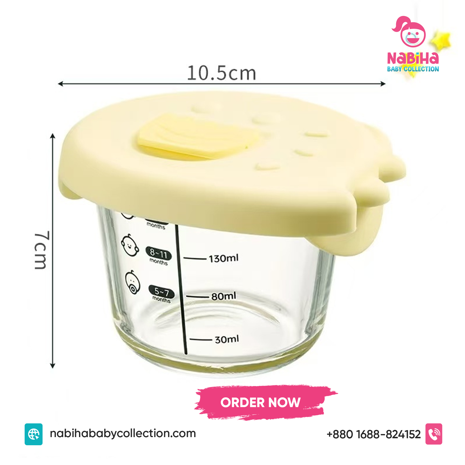 Premium Baby Glass Food Storage Bowl with Silicone Lid