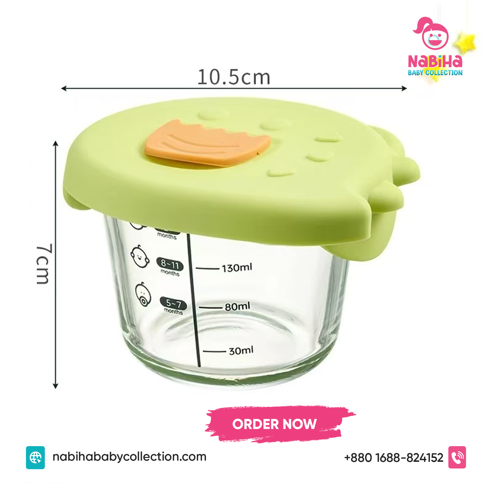 Premium Baby Glass Food Storage Bowl with Silicone Lid