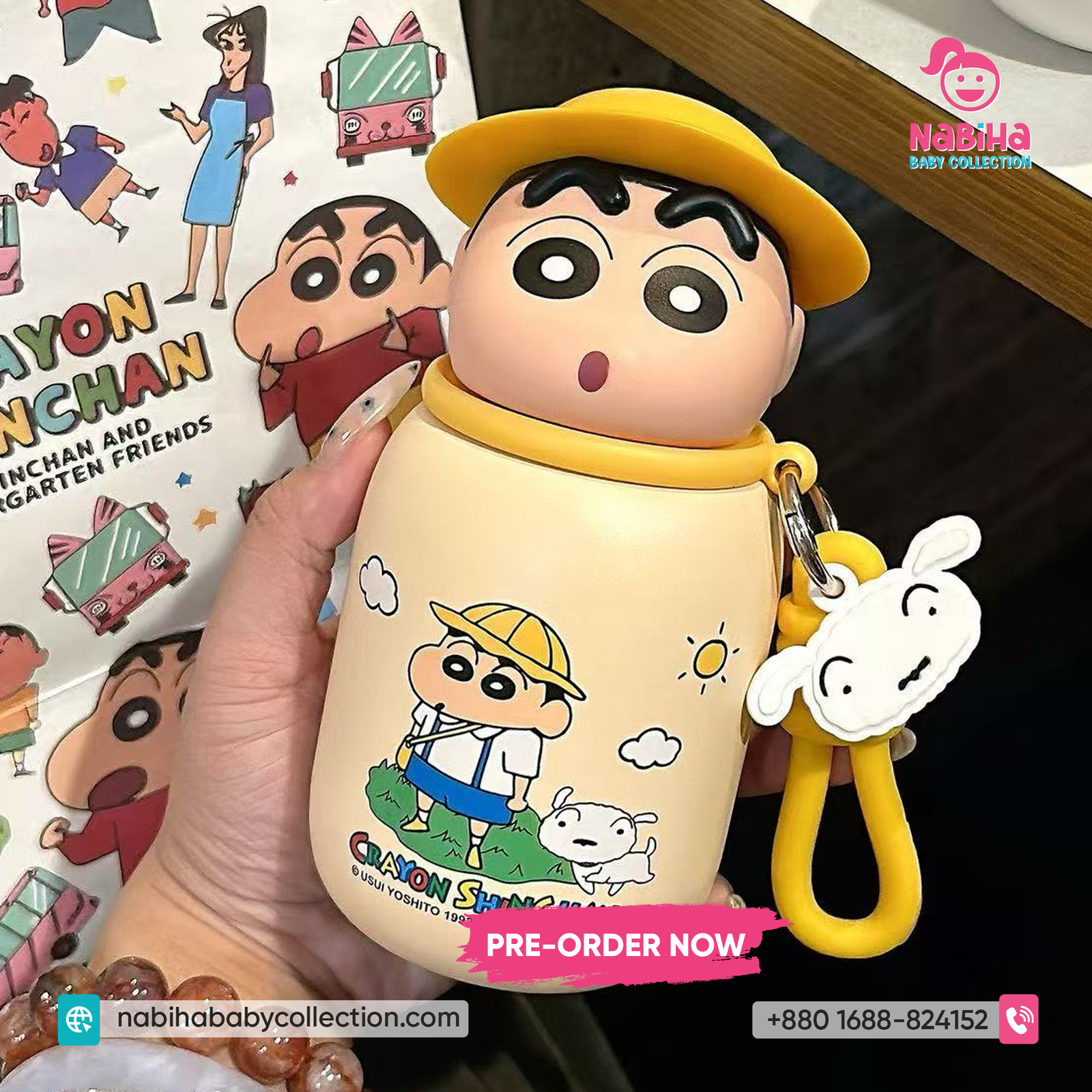 Shinchan Character Kids Water Bottle with Strap