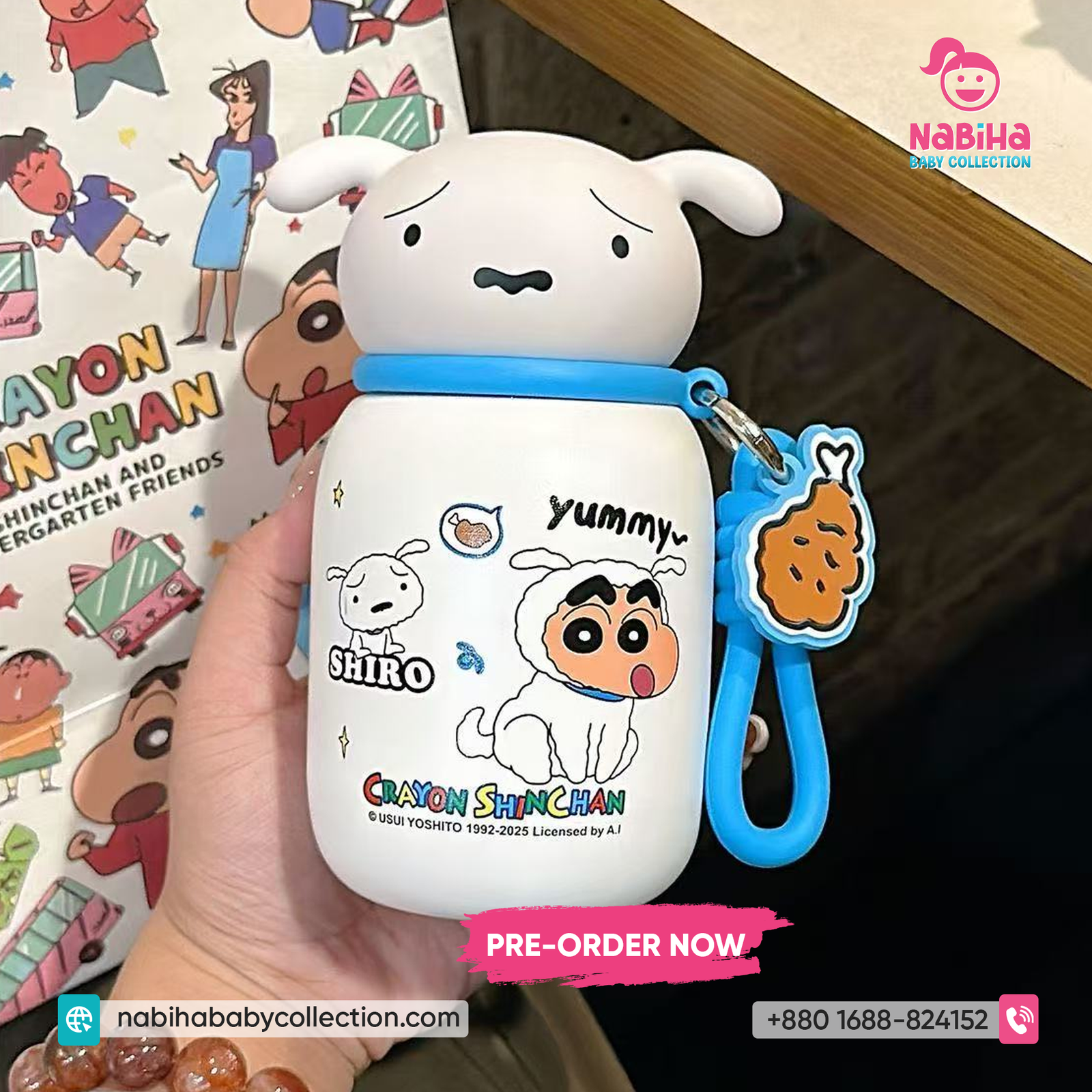 Shinchan Character Kids Water Bottle with Strap