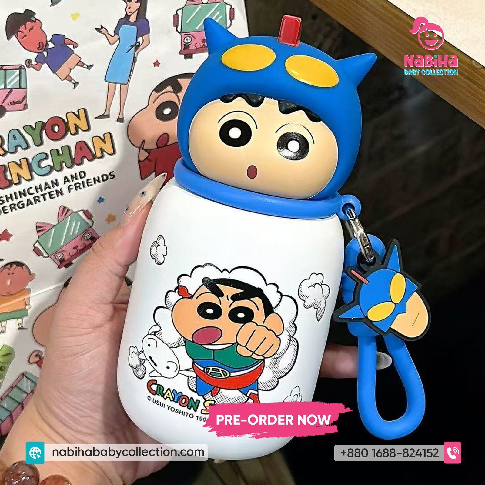 Shinchan Character Kids Water Bottle with Strap
