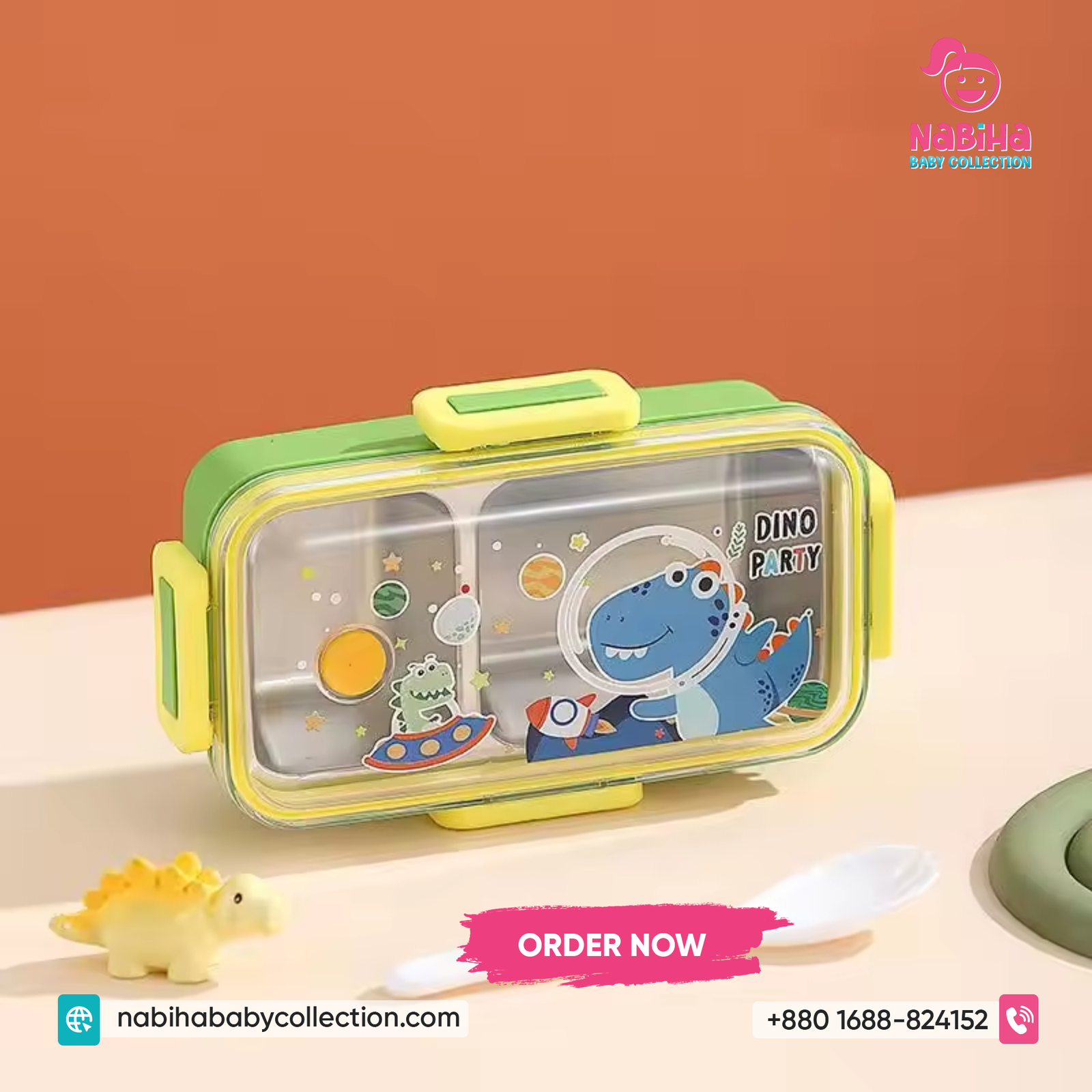 Cartoon Stainless Steel Kids Lunch Box – Leak Proof Compartment Tiffin Box
