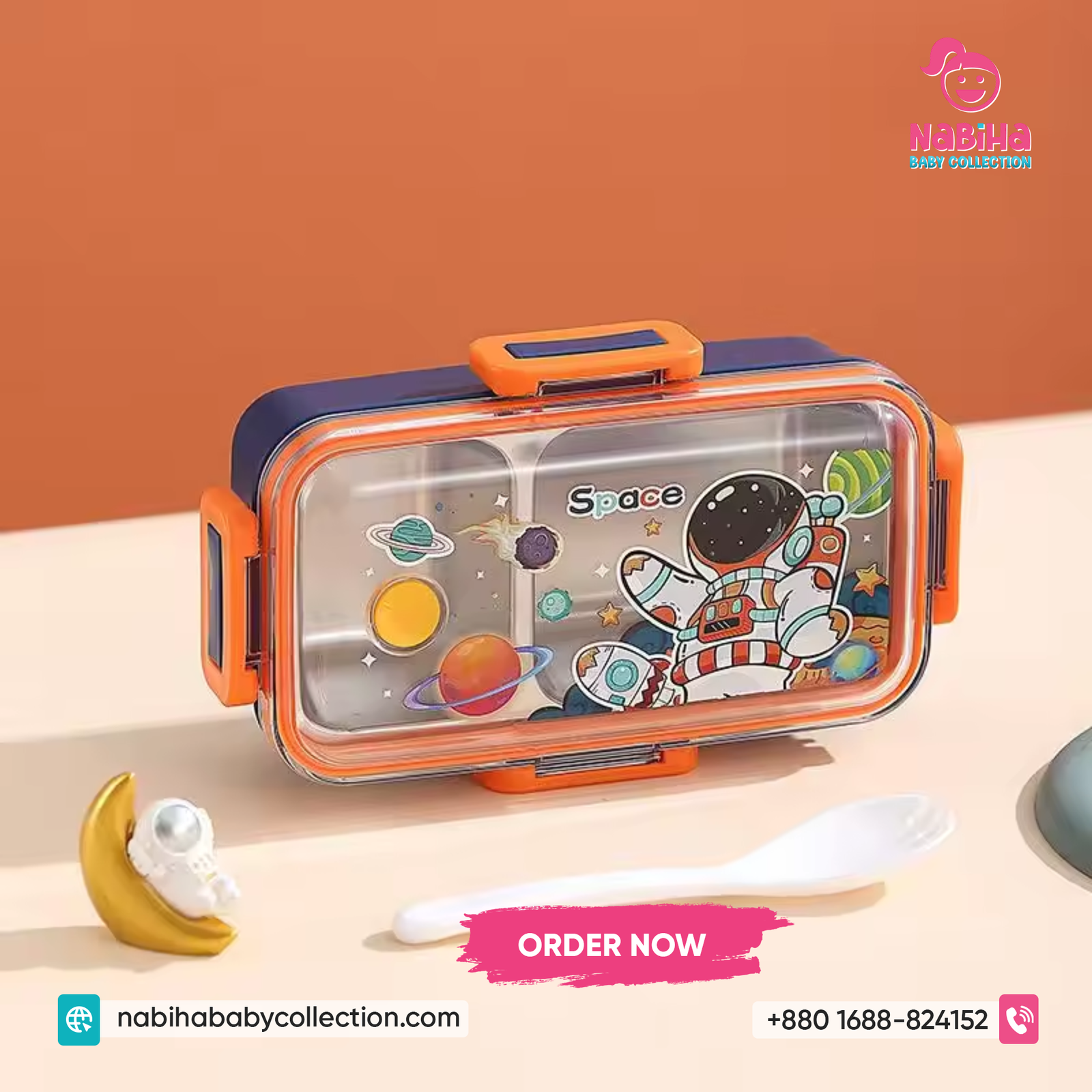 Cartoon Stainless Steel Kids Lunch Box – Leak Proof Compartment Tiffin Box