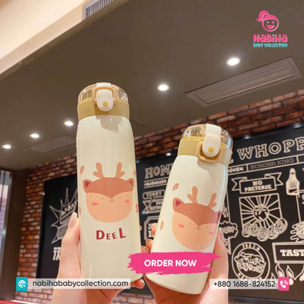 Cute Animal Kids Stainless Steel Water Bottle (350ml–500ml) – Leak Proof Thermal Flask