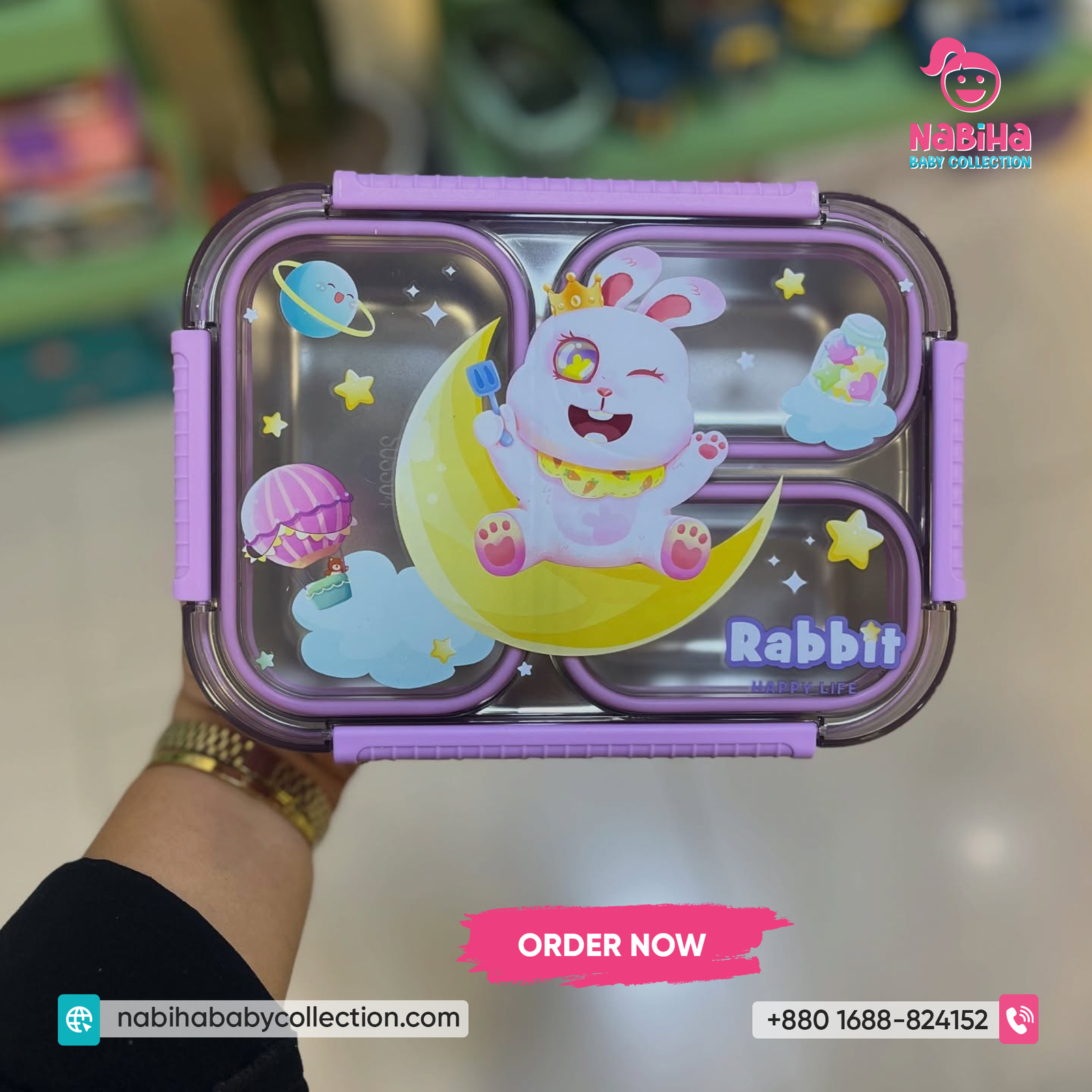 Unicorn & Dino Kids Stainless Steel Lunch Box – Leak Proof 4 Compartment Tiffin Box