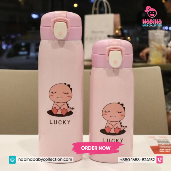 Hi Lucky Dinosaur Kids Stainless Steel Water Bottle (350ml–500ml) – Leak Proof Thermal Flask