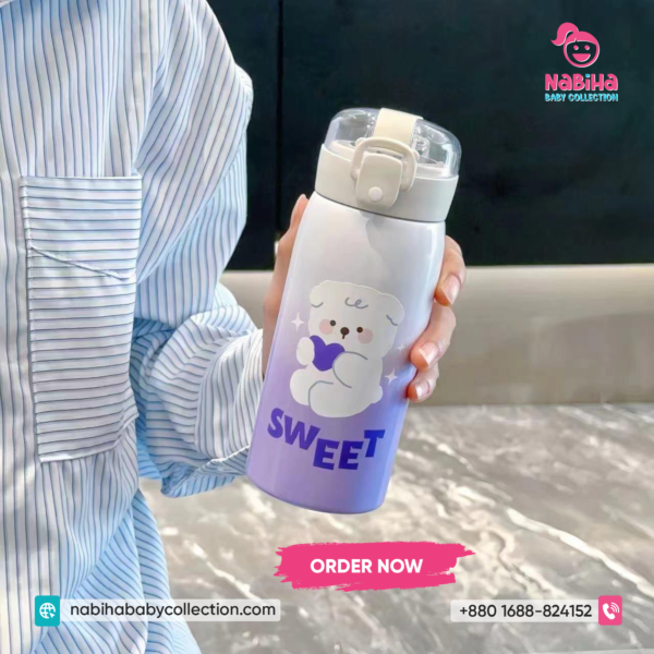 Cute Cartoon Kids Stainless Steel Water Bottle (350ml–500ml)