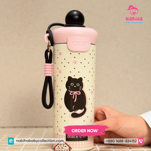 Cute Cartoon Kids Water Bottle with Strap