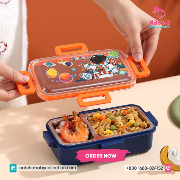 Cartoon Stainless Steel Kids Lunch Box – Leak Proof Compartment Tiffin Box