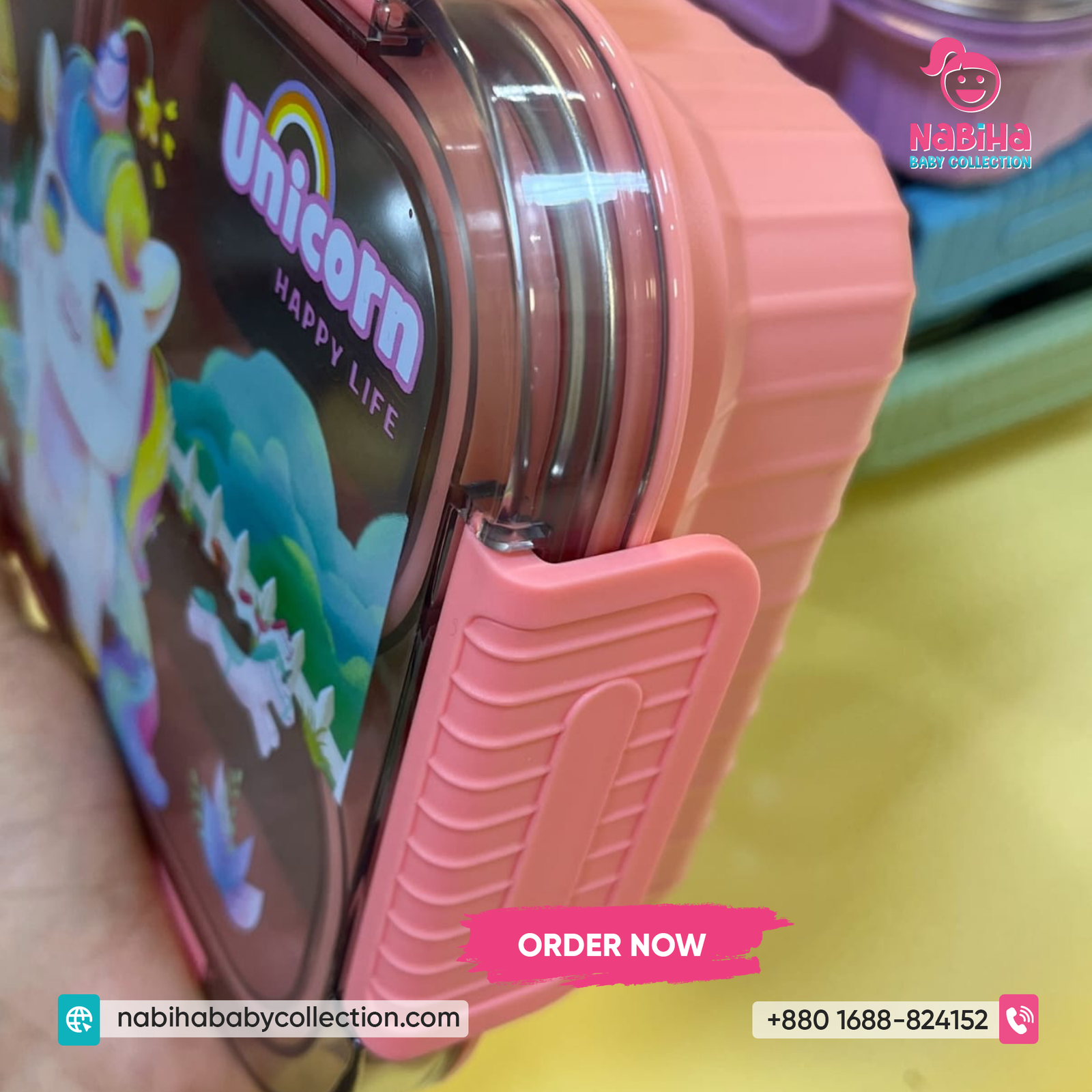 Unicorn & Dino Kids Stainless Steel Lunch Box – Leak Proof 4 Compartment Tiffin Box