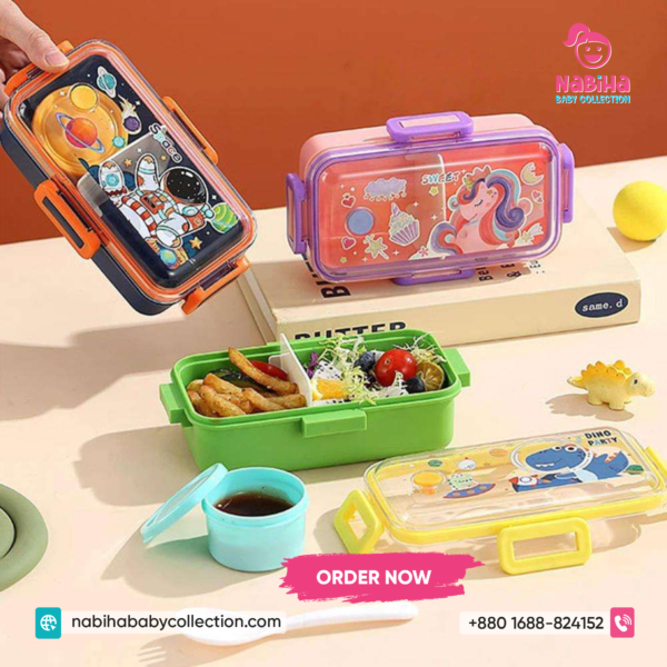 Cartoon Stainless Steel Kids Lunch Box – Leak Proof Compartment Tiffin Box