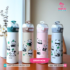 Panda Print Insulated Thermos Water Bottle – Stainless Steel Vacuum Flask with Flip Straw Lid & Pull Ring