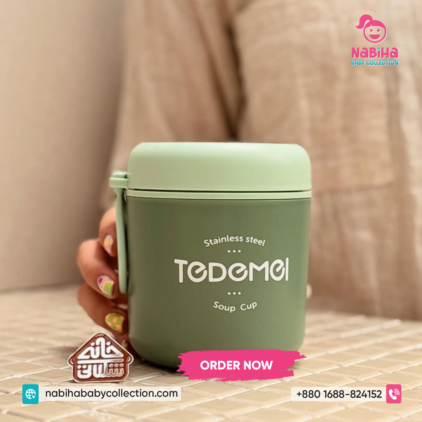 Tedemei Stainless Steel Soup Cup – Insulated Thermos Food Jar with Lid & Carry Loop