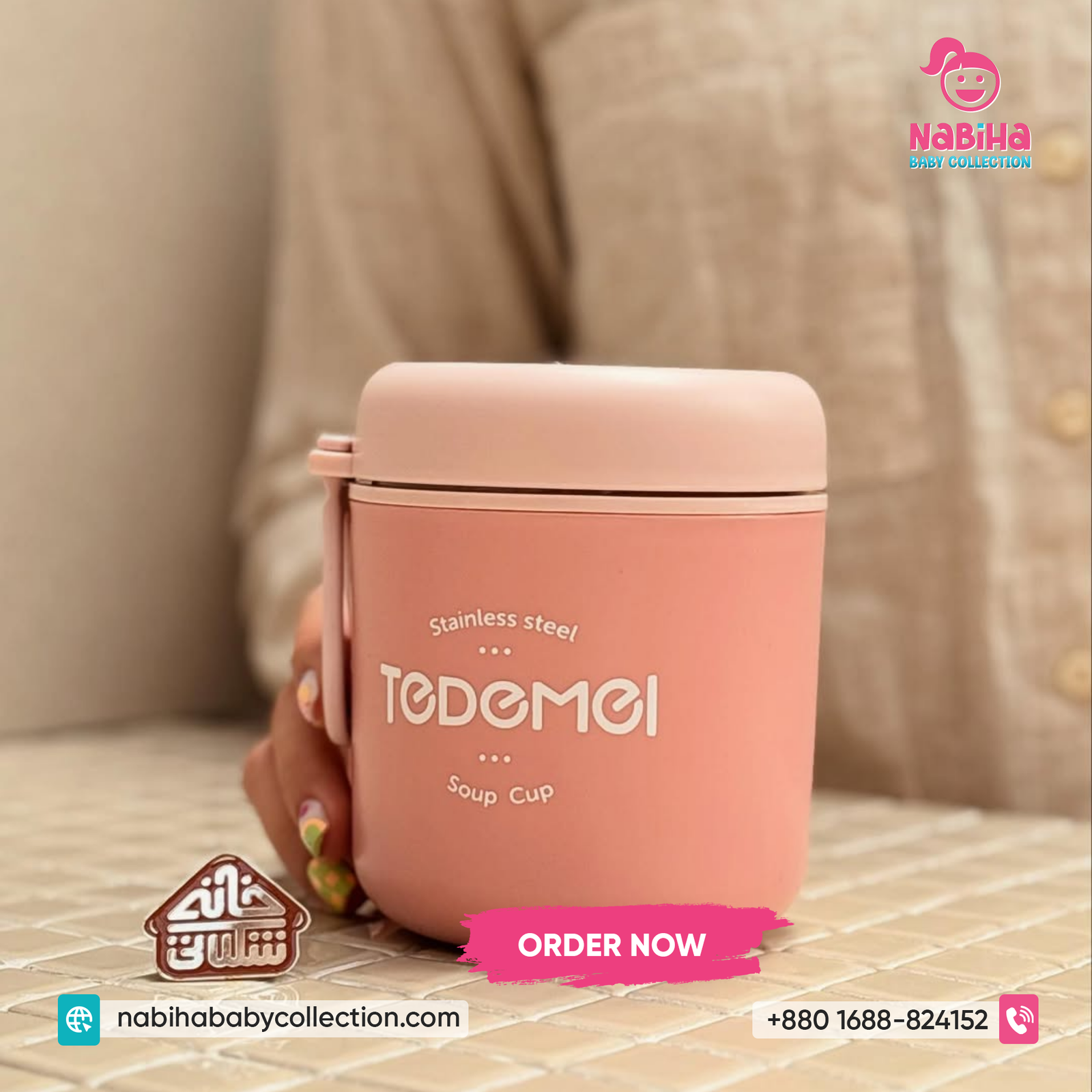 Tedemei Stainless Steel Soup Cup – Insulated Thermos Food Jar with Lid & Carry Loop