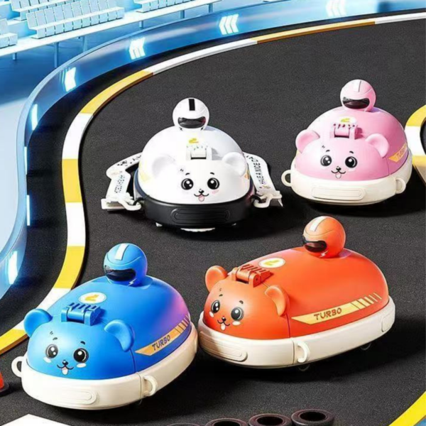 Turbo Bear Bumper Car Water Bottle – Leak Proof Kids Straw Cup with Strap