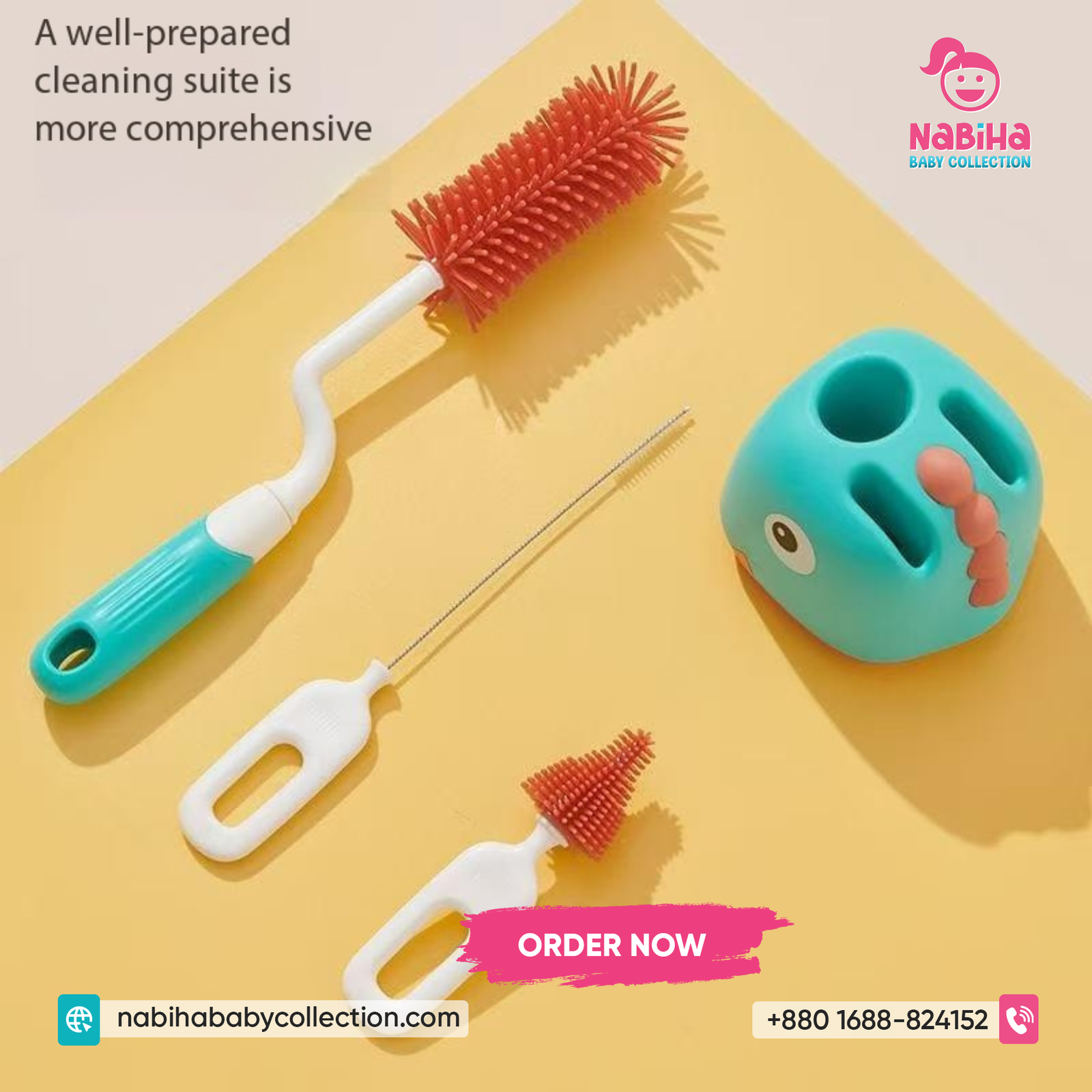 Baby Bottle Cleaning Brush Set – 5 in 1 Complete Cleaning Solution