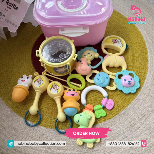 Premium Baby Rattle & Teether Set – 16 Pcs Newborn Toy Combo