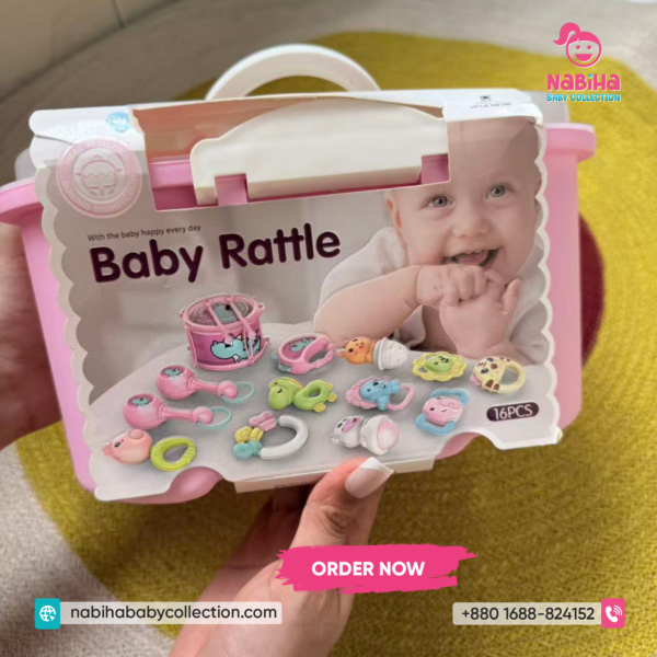 Premium Baby Rattle & Teether Set – 16 Pcs Newborn Toy Combo