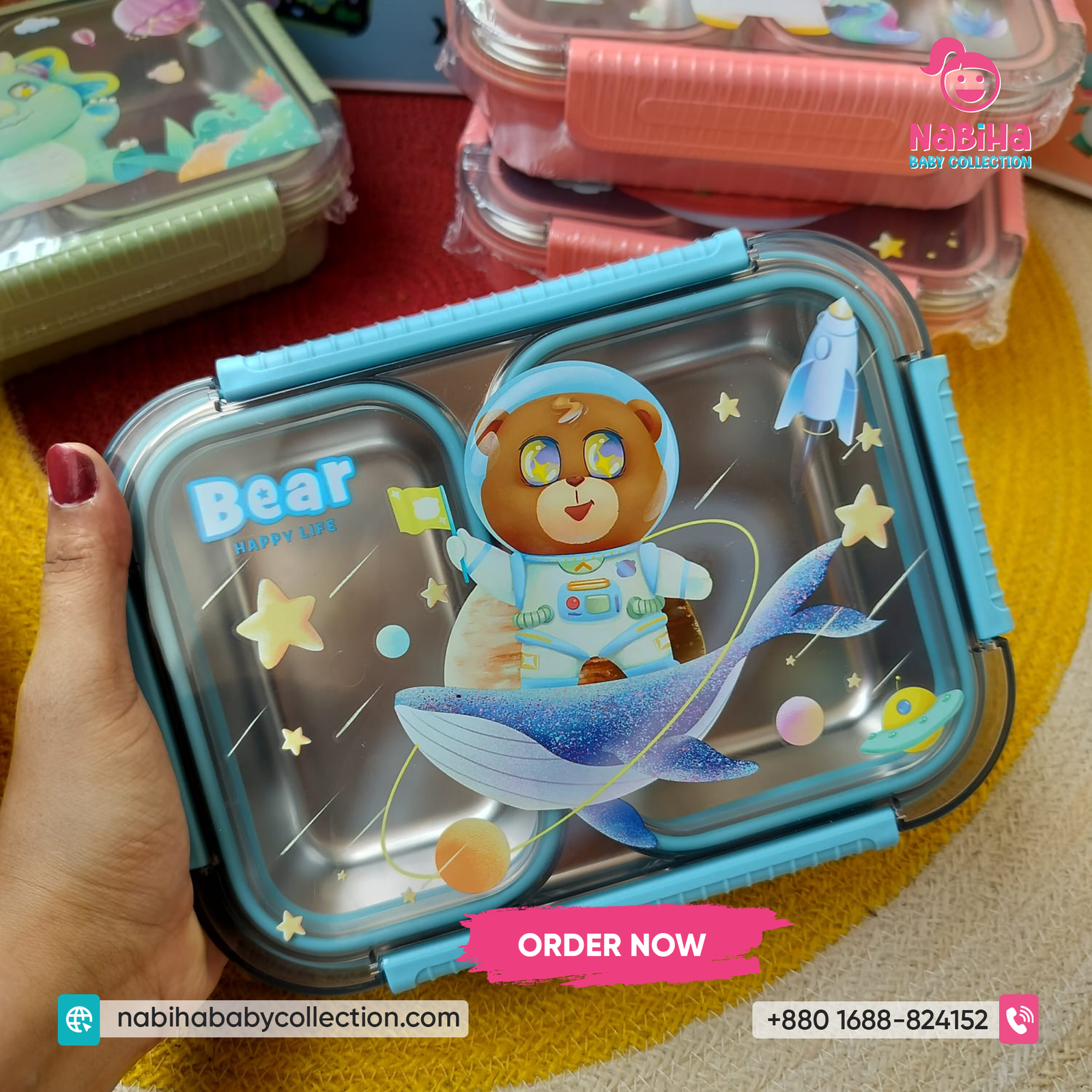 2 Layer Cartoon Kids Stainless Steel Lunch Box
