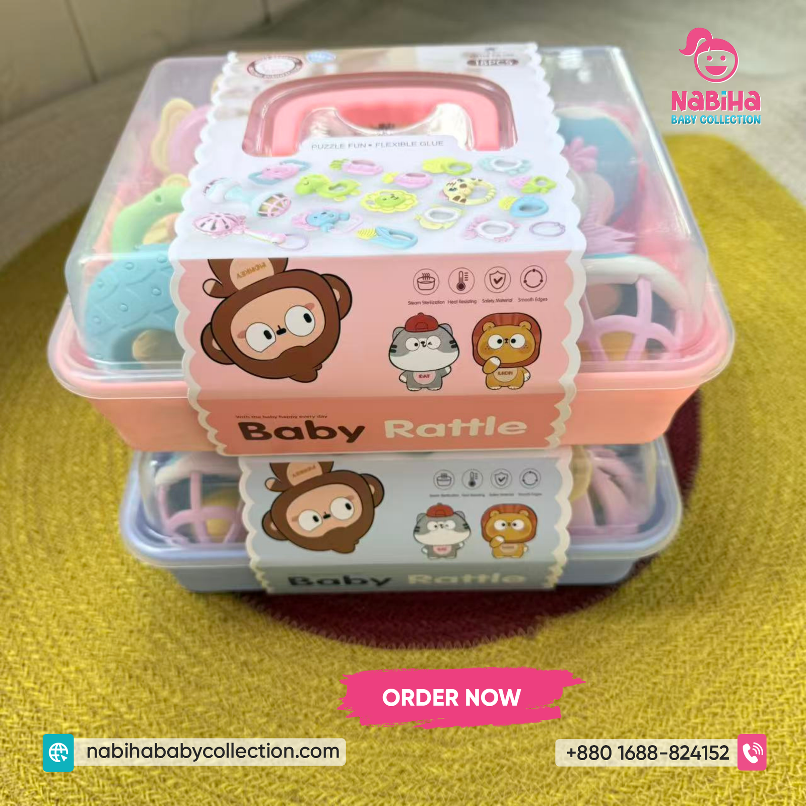 Premium Baby Rattle & Teether Set – 18 Pcs Newborn Toy Combo