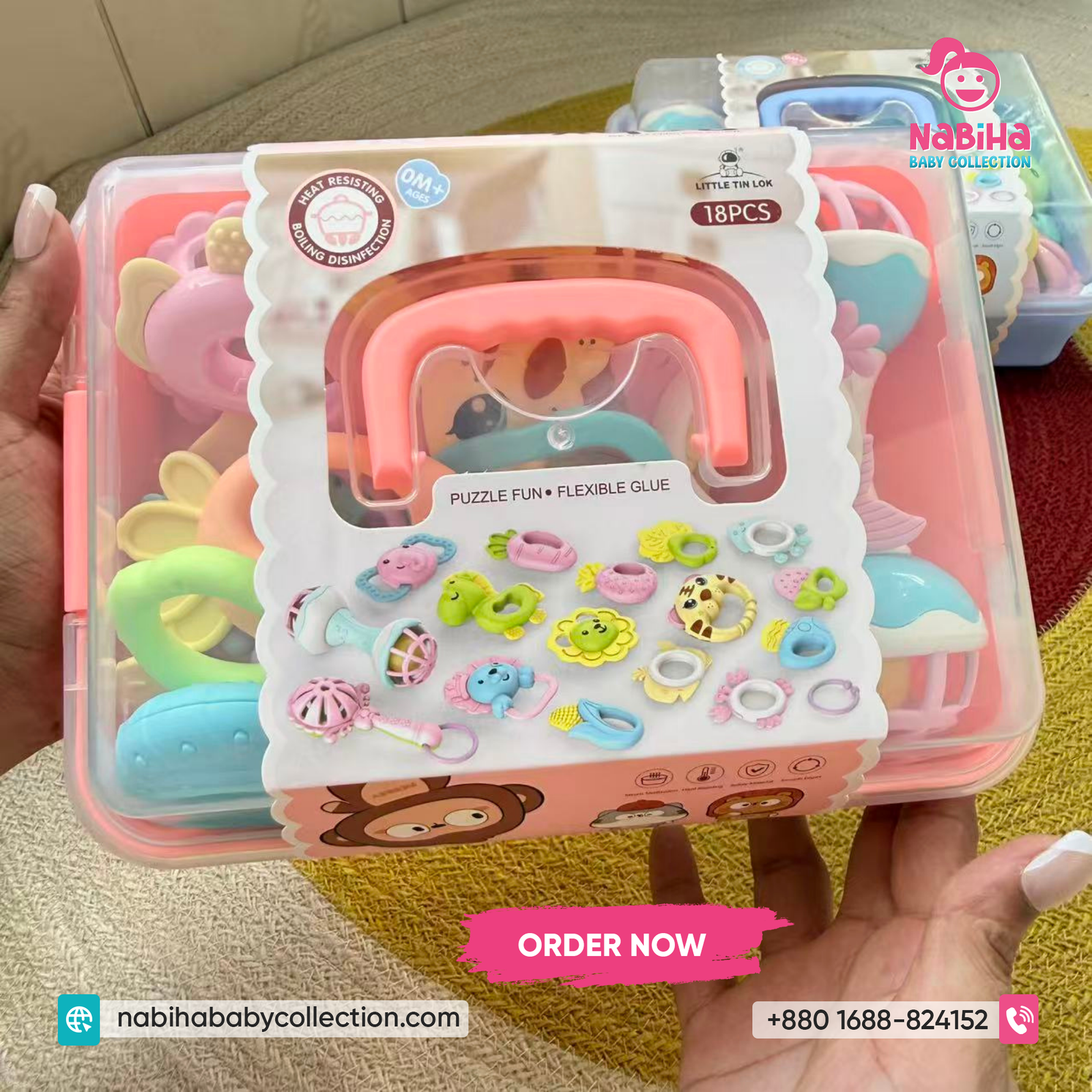 Premium Baby Rattle & Teether Set – 18 Pcs Newborn Toy Combo