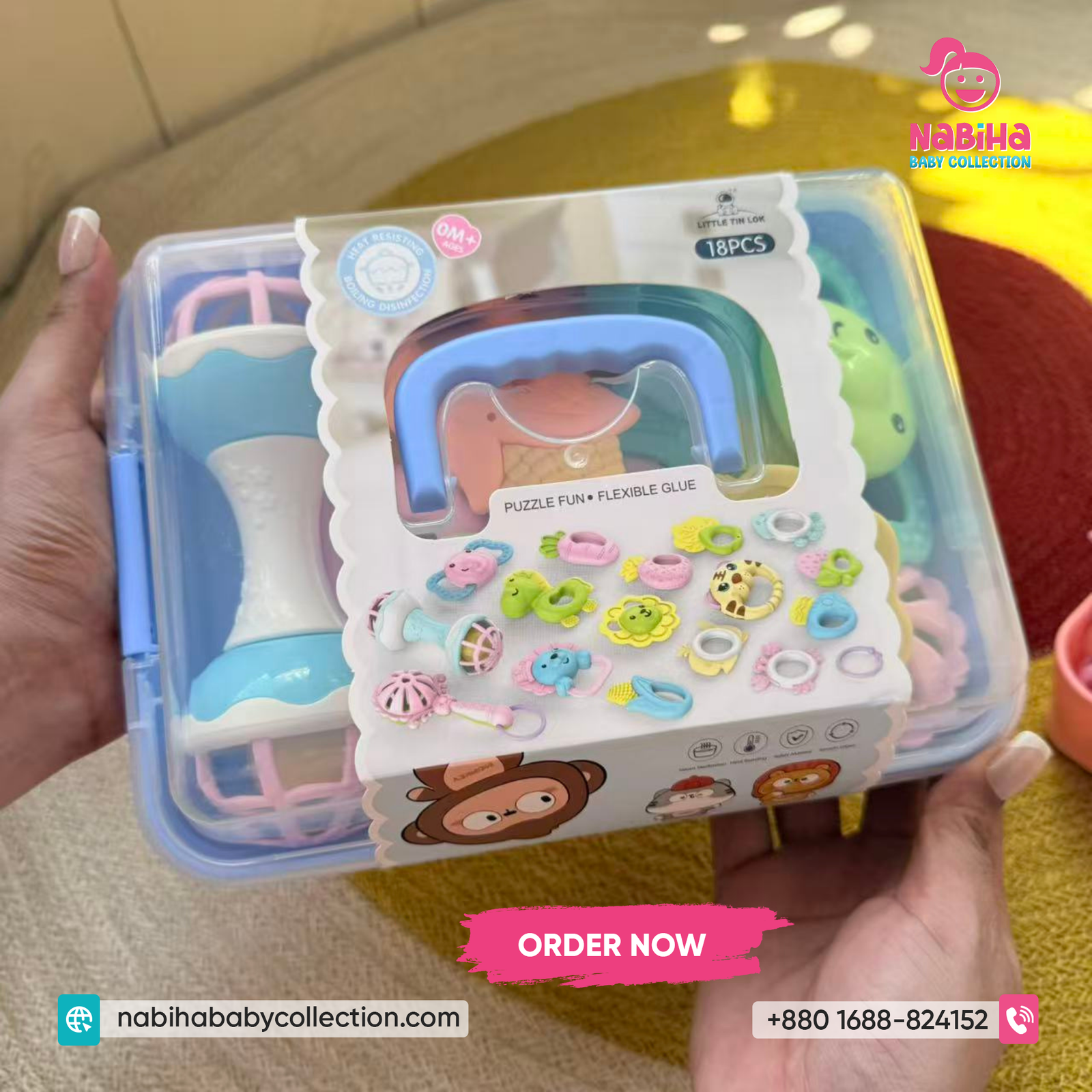 Premium Baby Rattle & Teether Set – 18 Pcs Newborn Toy Combo