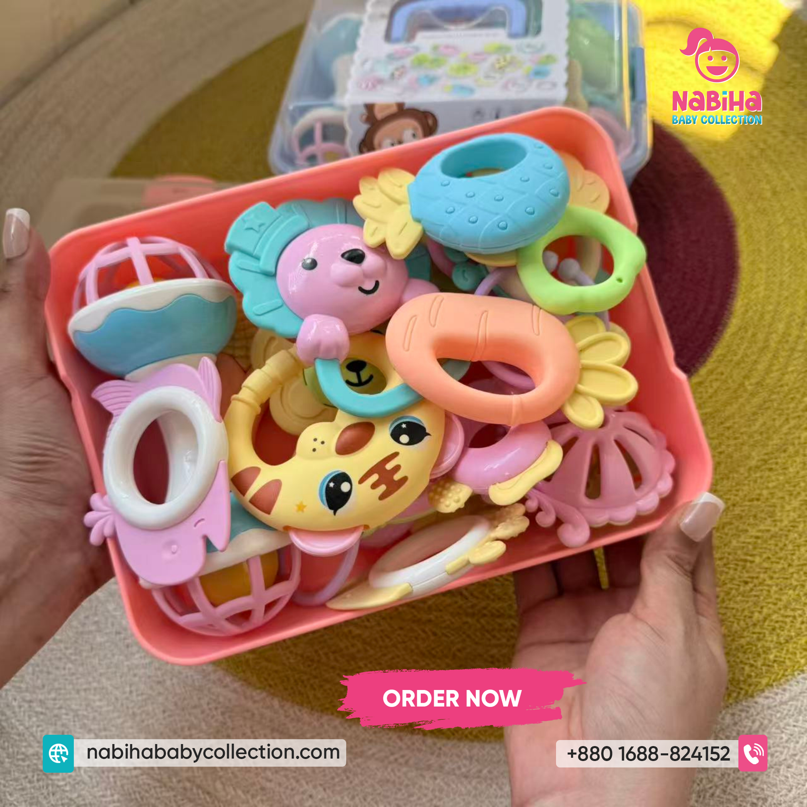 Premium Baby Rattle & Teether Set – 18 Pcs Newborn Toy Combo