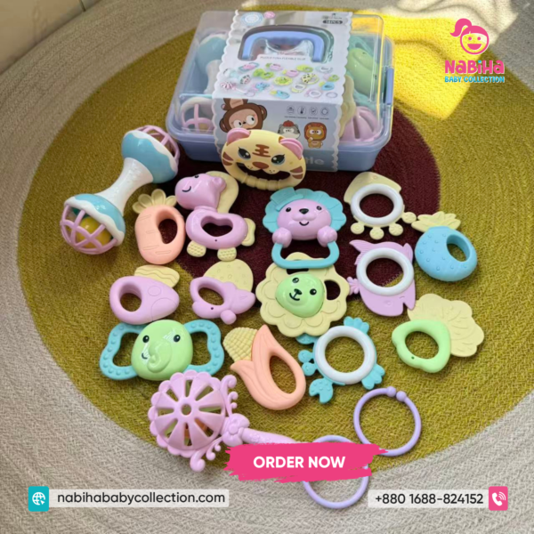 Premium Baby Rattle & Teether Set – 18 Pcs Newborn Toy Combo